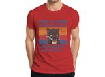 I Hate Mornings And People Morning Grouch Coffee Cat Vintage Maglietta Da Uomo, Rosso, S