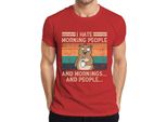 Odio Le Persone Del Mattino Le Mattine E Le Persone Kaffee BäR Vintage Grunge Herren Maglietta, Rot, Xxl