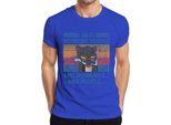 I Hate Mornings And People Morning Grouch Coffee Cat Vintage Maglietta Da Uomo, Blu, Xxl