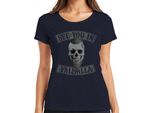 See You In Valhalla Skull Runes Viking Vegvisir Biker Ladies T-Shirt, Navy, Xxl