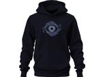 Viking Valknut Eye Raven Knot Pattern Norse Mythology Felpa Con Cappuccio Unisex, Navy, Xl