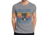 I Hate Mornings And People Morning Grouch Coffee Cat Vintage Maglietta Da Uomo, Grigio, S