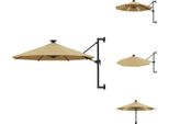 Vidaxl Ombrellone A Parete Con Led E Asta In Metallo 300 Cm Taupe - Ombrelloni E Tende Da Sole