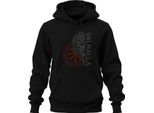 Valhalla Viking Norse Mythology Vegvisir Runes Odin Gift Unisex Hoodie Felpa Con Cappuccio, Nero, 3XL