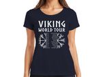 Maglietta Da Donna Viking World Tour Viking Runes Nordic World Tour Adventure, Navy, S
