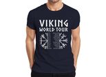 Maglietta Da Uomo Viking World Tour Viking Runes Nordic World Tour Adventure, Navy, S