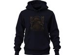 Corvo Nordico Hugin Munin Mitologia Vichinga Guerriero Runico Unisex Felpa Con Cappuccio, Navy, 3XL