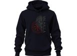 Valhalla Viking Norse Mythology Vegvisir Runes Odin Gift Unisex Hoodie Hoodie, Navy, 3XL