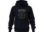 Stare In Piedi Per Morire Invece Di Inginocchiarsi Per Vivere Teschio Vichingo Asce Felpa Con Cappuccio Unisex, Navy, 3XL