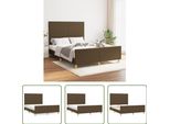 The Living Store Struttura Letto Con Testiera In Tessuto Marrone Scuro 140X190 Cm