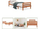 The Living Store Letto In Legno Massiccio Senza Materasso Cera Marrone 80X200 Cm Legno Di Pino
