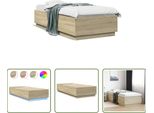 The Living Store Struttura Letto Con Led Rovere Sonoma 90X200 Cm Materiale Legno