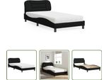 The Living Store Letto Con Materasso Nero 100X200 Cm In Tessuto