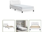 The Living Store Struttura Letto Con Testiera Bianca 100X200 Cm In Ecopelle