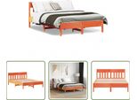 The Living Store Letto In Legno Massiccio Con Testiera Marrone Cera 120X200 Cm Pino