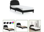 The Living Store Struttura Letto Con Led Nero 90X190 Cm In Ecopelle