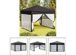 The Living Store Tenda Per Feste Pieghevole Con Pareti Laterali Nera 3X3 M