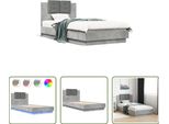 The Living Store Struttura Letto Con Testiera E Luci Led Grigio Cemento 75X190 Cm
