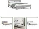 The Living Store Giroletto Con Testiera Grigio Sonoma 140X190 Cm In Materiale Ligneo