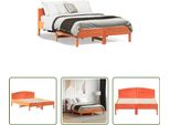 The Living Store Letto In Legno Massiccio Con Testiera Marrone Cera 120X190 Cm Pino