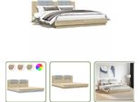 The Living Store Struttura Letto Con Testiera E Luci Led Rovere Sonoma 160X200 Cm