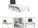 The Living Store Struttura Letto Con Testiera Bianca E Nera 90X200 Cm In Ecopelle