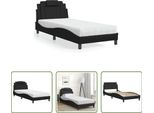 The Living Store Letto Con Materasso Nero 90X190 Cm In Ecopelle