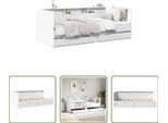 The Living Store Letto Da Giorno Con Cassetti Bianco 90X190 Cm Materiale Legno