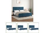 The Living Store Struttura Letto Con Testiera In Velluto Blu Scuro 180X200 Cm