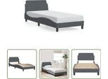 The Living Store Struttura Letto Con Testata Grigio Scuro 90X190 Cm In Velluto