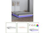 The Living Store Letto In Legno Massiccio Con Led Bianchi 160X200 Cm