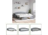 The Living Store Letto Da Giorno Allungabile Con Cassetti Grigio Chiaro 80X200 Cm Tessuto