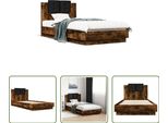 The Living Store Giroletto Con Testiera In Rovere Fumé 90X190 Cm Materiale A Base Di Legno