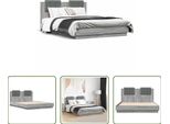 The Living Store Giroletto Con Testiera Grigio Sonoma 120X190 Cm Materiale Legno