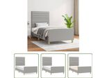 The Living Store Struttura Letto Con Testiera In Tessuto Grigio Chiaro 90X190 Cm