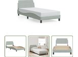 The Living Store Struttura Letto Con Testiera In Velluto Grigio Chiaro 80X200 Cm