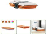 The Living Store Letto In Legno Massiccio Con Illuminazione Led Marrone Cera 100X200 Cm Pino