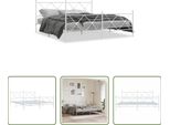 The Living Store Struttura Letto Con Testiera E Pediera In Metallo Bianco 183X213 Cm