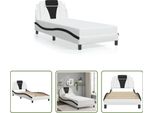 The Living Store Struttura Letto Con Testiera Bianca E Nera 90X190 Cm In Ecopelle