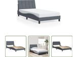 The Living Store Struttura Letto Con Testiera Grigio Scuro 100X200 Cm In Velluto