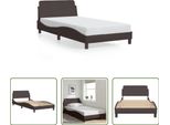The Living Store Struttura Letto Con Testiera In Tessuto Marrone Scuro 100X200 Cm