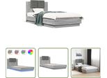 The Living Store Struttura Letto Con Testiera E Luci Led Grigio Sonoma 90X200 Cm