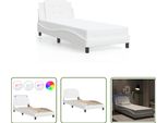 The Living Store Struttura Letto Con Led Bianco 100X200 Cm In Ecopelle