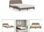 The Living Store Giroletto Con Testiera Cappuccino-Marrone 140X190 Cm In Ecopelle