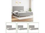 The Living Store Struttura Letto Con Testiera In Tessuto Grigio Chiaro 180X200 Cm