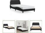 The Living Store Struttura Letto Con Testiera Nera 100X200 Cm In Ecopelle