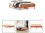 The Living Store Letto In Legno Massiccio Senza Materasso Cera Marrone 135X190 Cm Legno Di Pino