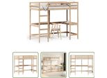 The Living Store Letto A Soppalco Con Scrivania 90X200 Cm In Legno Di Pino Massiccio