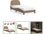 The Living Store Struttura Letto Con Led Cappuccino-Marrone 90X200 Cm In Ecopelle