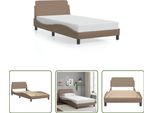 The Living Store Giroletto Con Testiera Cappuccino-Marrone 100X200 Cm In Ecopelle